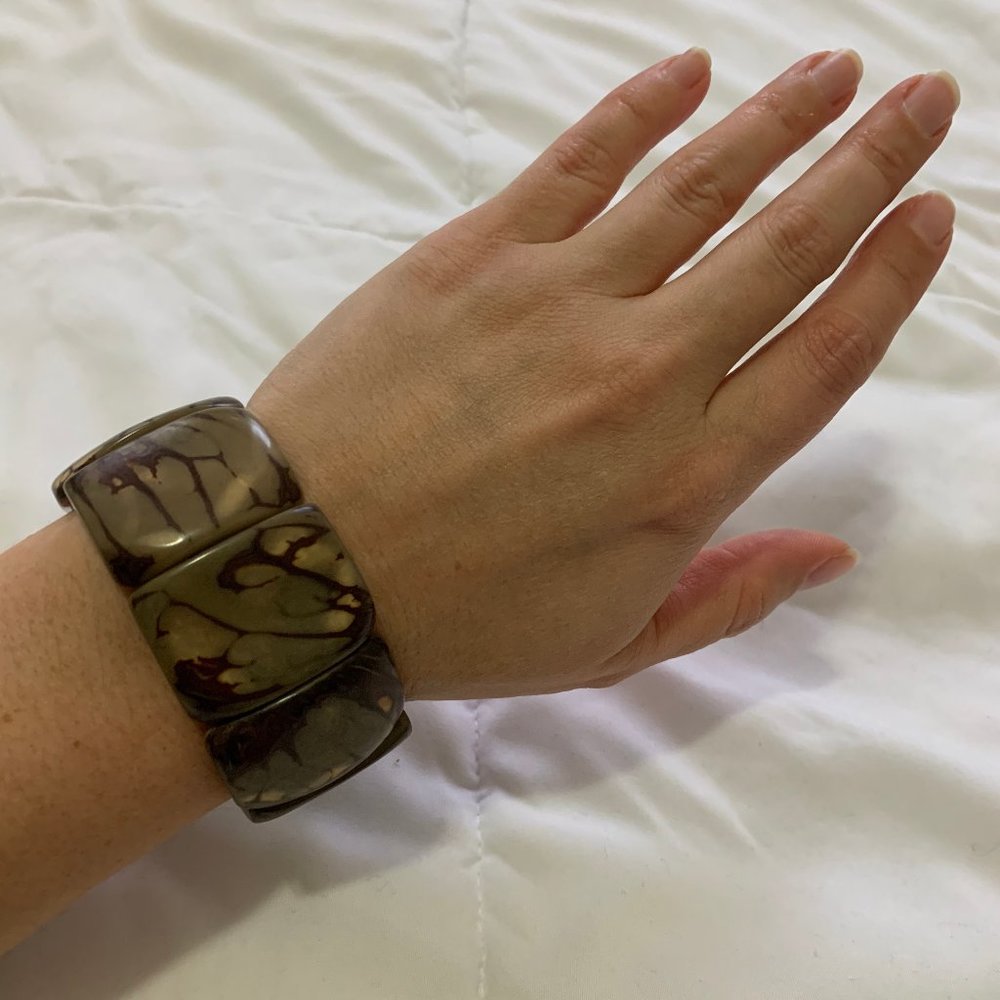 Chunky Wood-design Elastic Bracelet